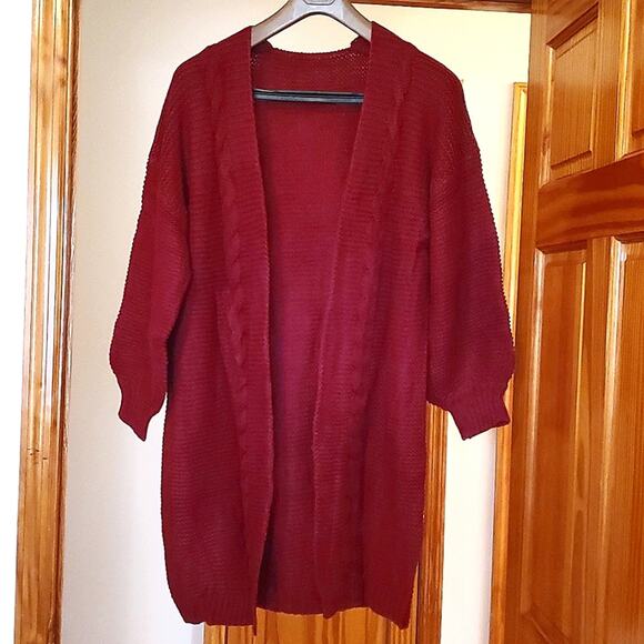 Women's Casual Open Front Coat Cable Knit Long Sweater - Picture 3 of 6